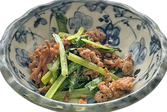 【きょうの料理】小松菜のめんつゆそぼろのレシピ 堀江ひろ子さんの緑野菜料理